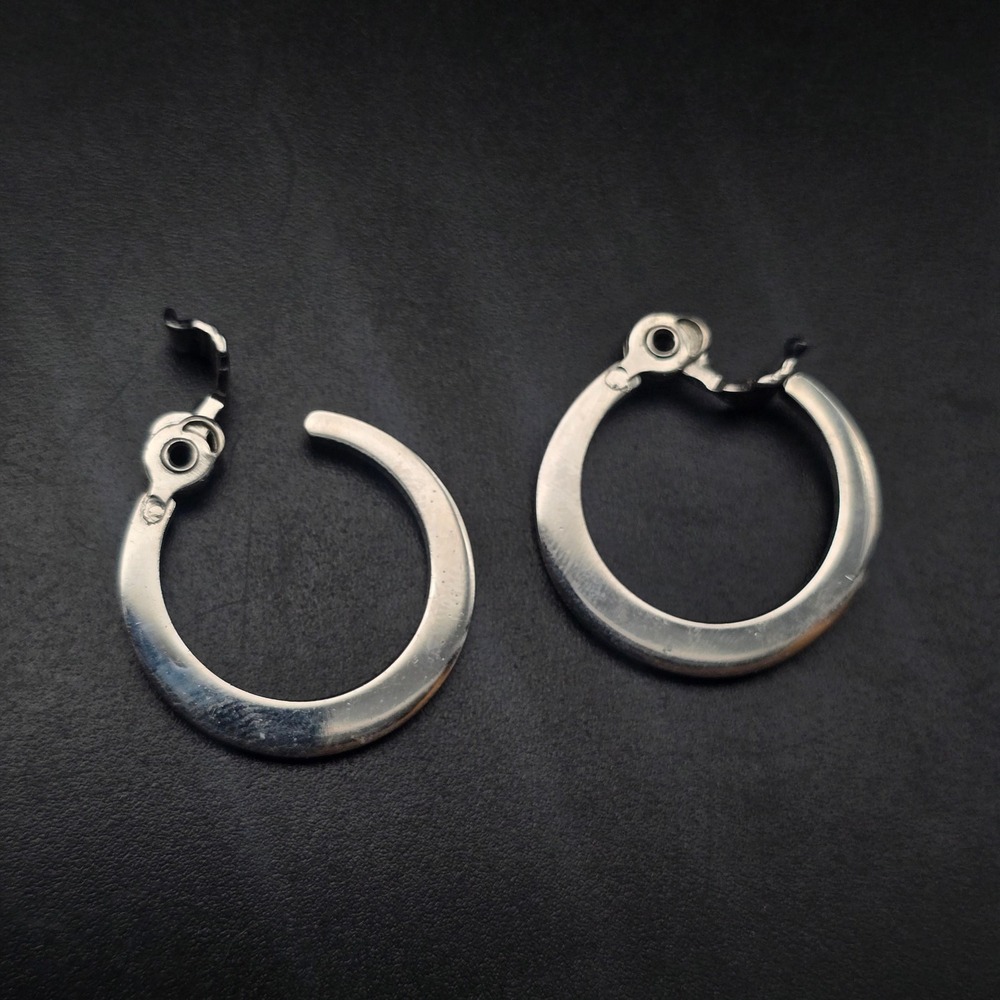 Monet Silver Tone Clip On Hoop Earrings Vintage Costume Jewelry